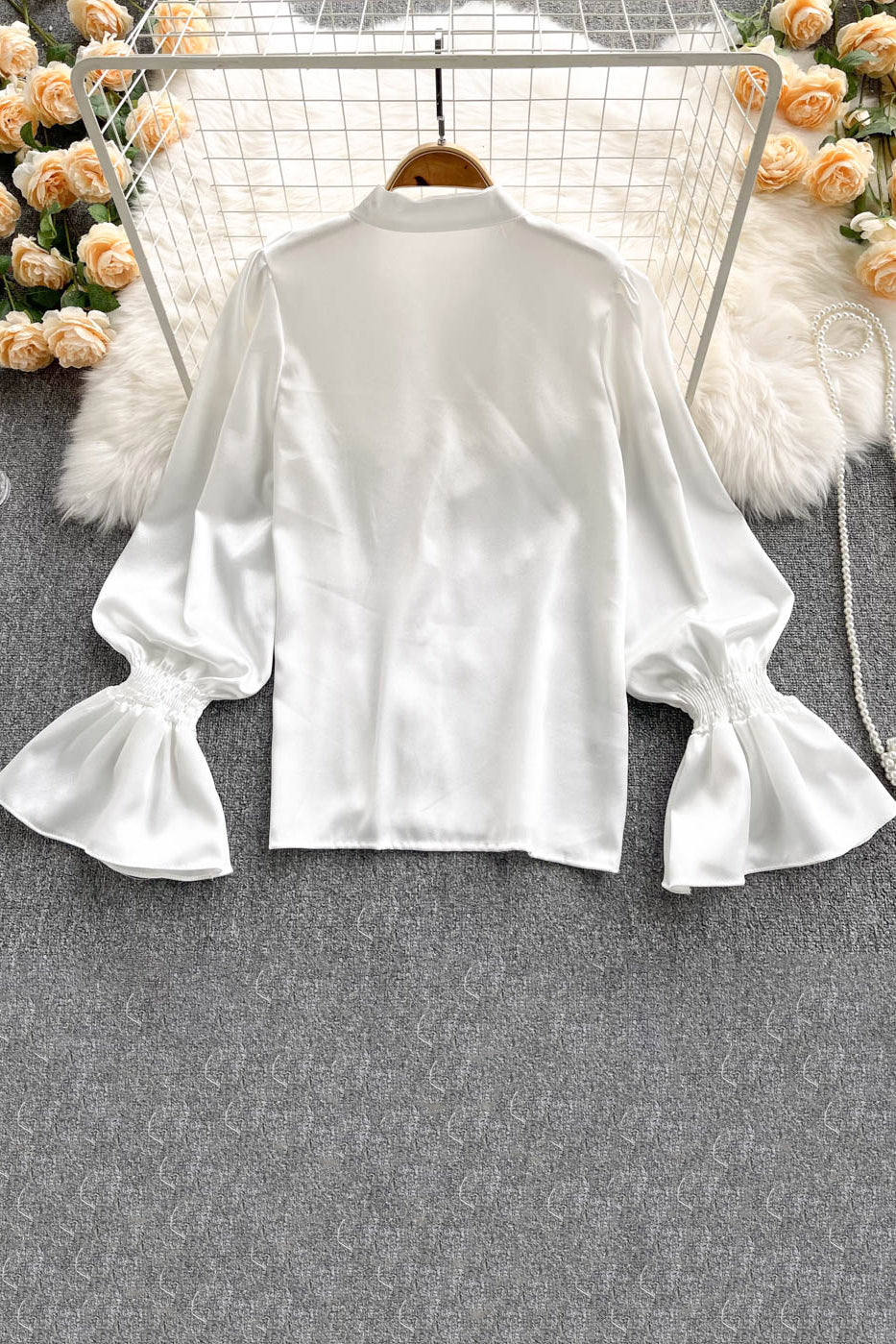 Lace Long Sleeve Buttons Tops