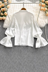 Lace Long Sleeve Buttons Tops
