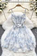 Floral Strap Sleeveless A-Line Dress