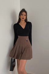 Wrap V Neck Ribbed Crop Tank Top Shirt