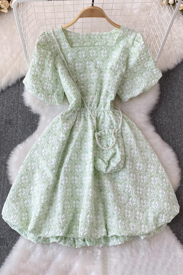 Cute Short Sleeve Flower Dress