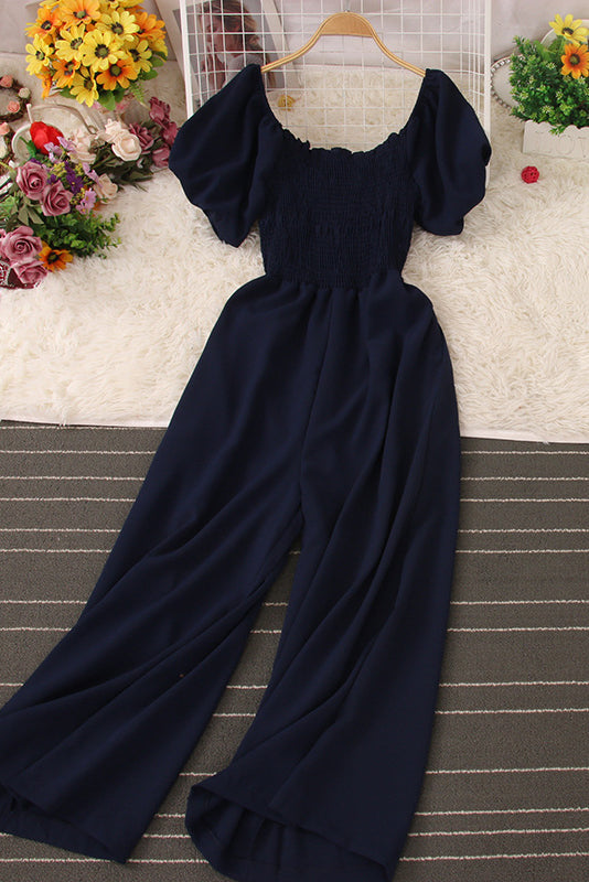 Casual Ruffle Short Sleeve Romper Jumpsuit