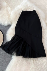 Bodycon Irregular Gauze Fishtail Skirt