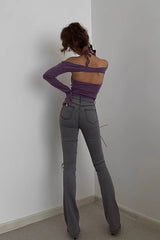 Lace Up Back Halter Top