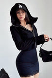 Casual Long Sleeve Zip Cardigan Crop Hooded Coat