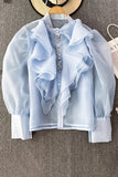 Lace Buttons Long Sleeve Shirt Top