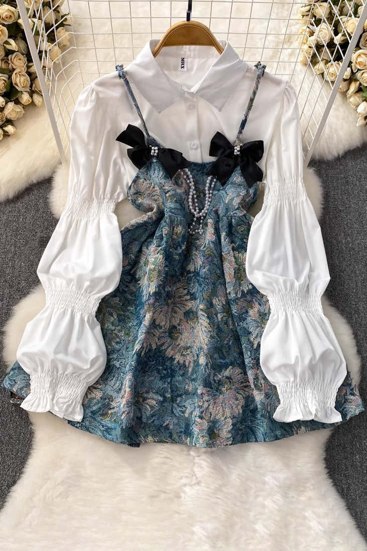 Long Sleeve Shirt Strap Two-Piece