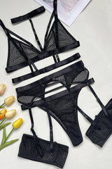 Hollow Halter Strappy Underwear Lingerie Set