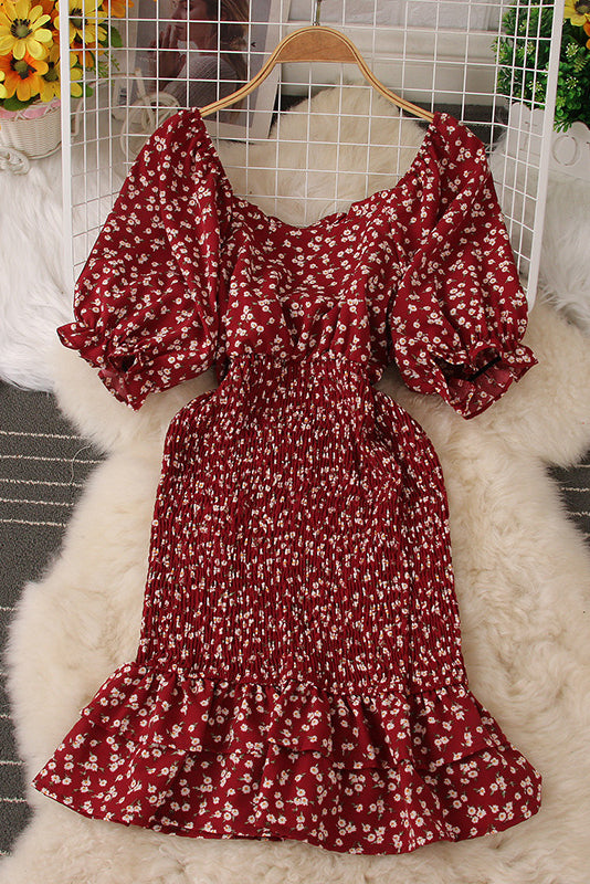Floral Lace Ruffle Maxi Dress