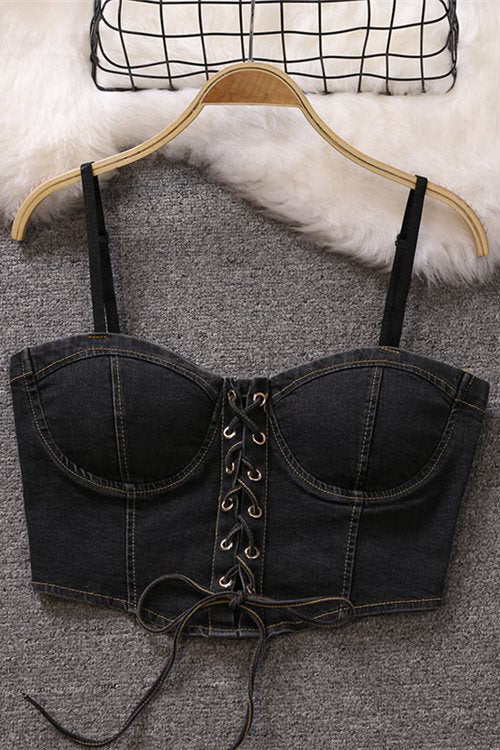 Off Shoulder Strap Strappy Cami Crop Vest Tank Top