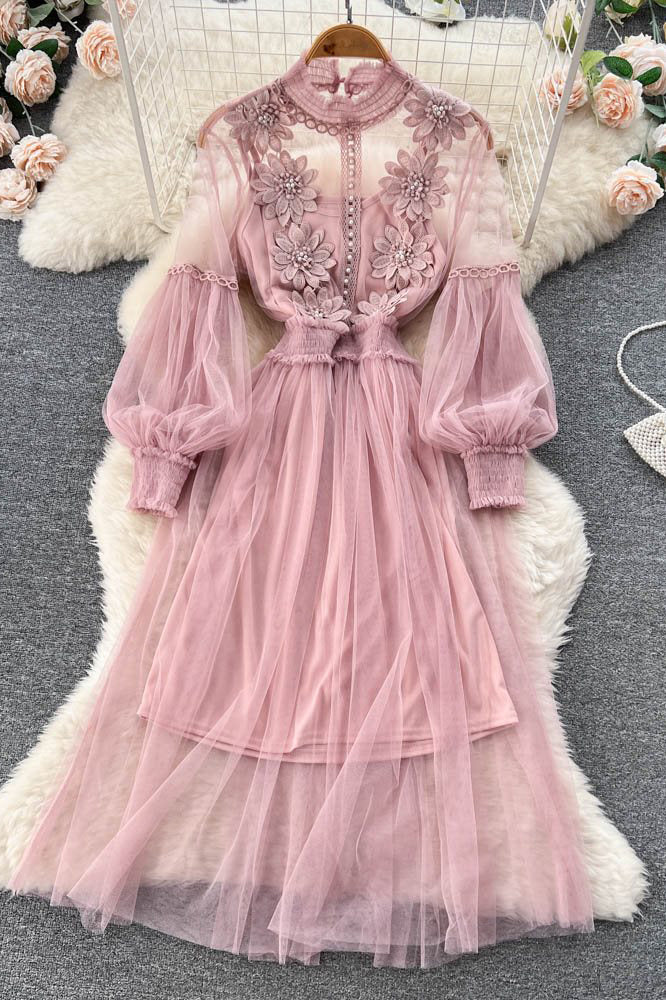 Gauze Embroidery Maxi Dress