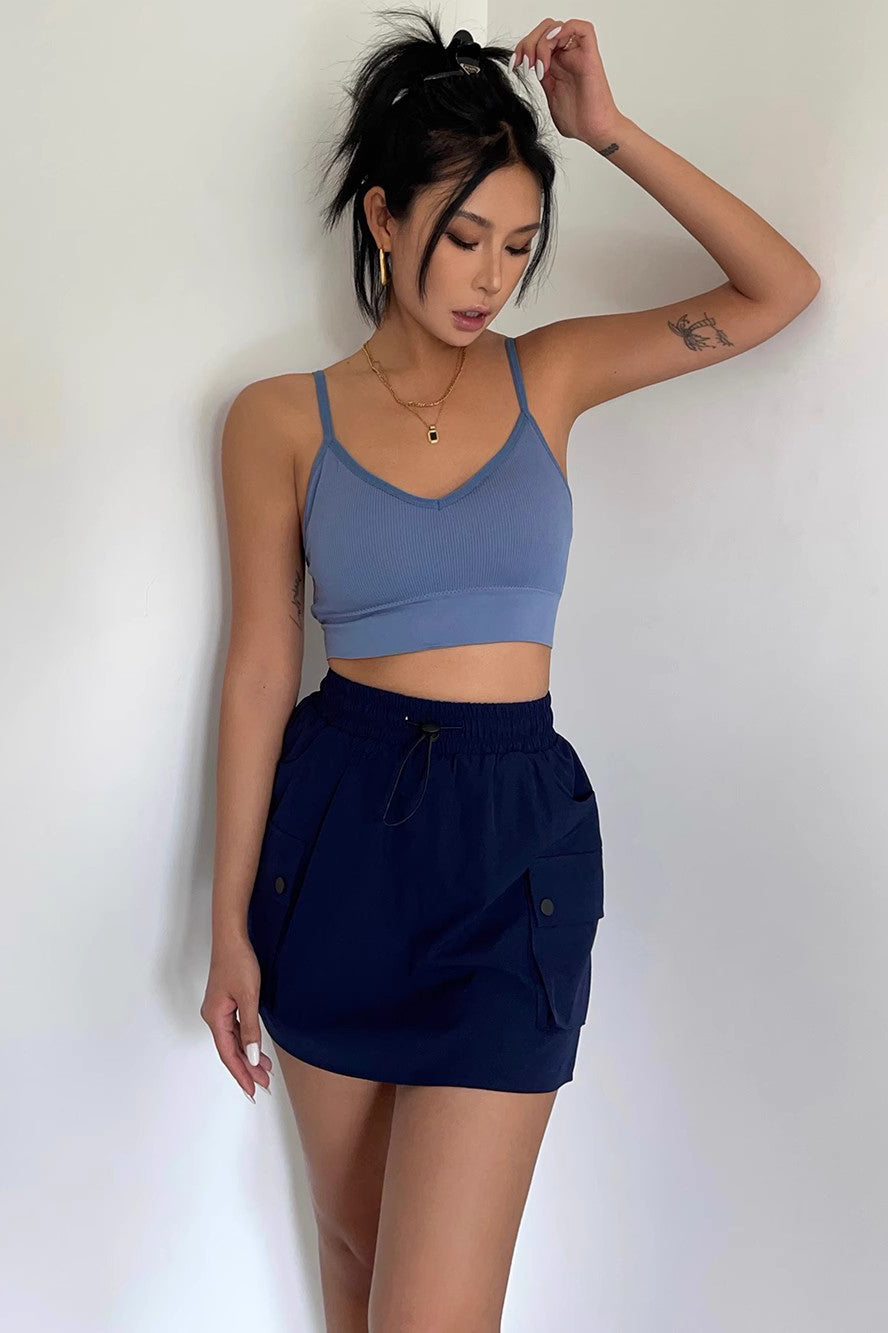 Drawstring Elastic Waist Shorts Skirt