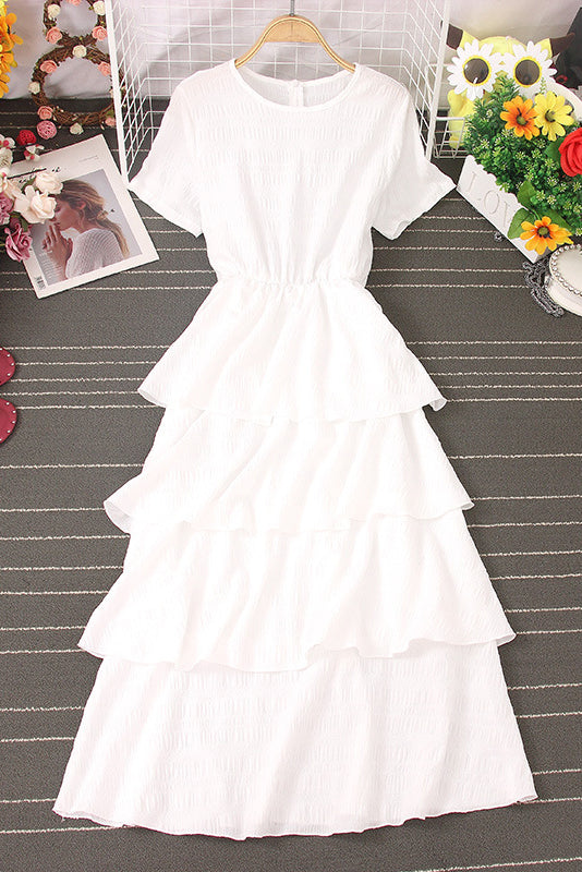 Lace Short Sleeve Maxi Dress