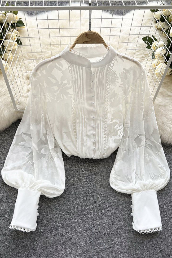 Lace Long Sleeve Buttons Shirt Tops