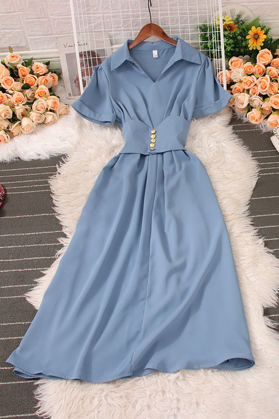 V-Neck Short Sleeve Maxi Dress