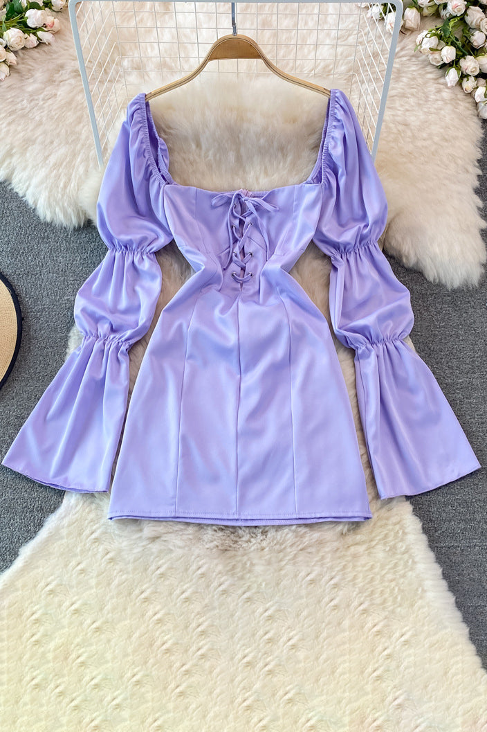 Crisscross Strappy Backless Long Sleeve Dress