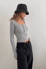 Ribbed Buttoned Front Fitted Basic Shirts