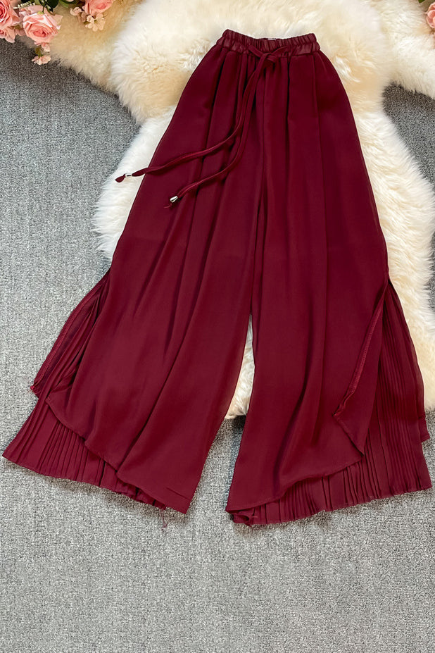 Irregular Drawstring High Waist Pants Trousers