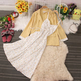 Floral Strap Maxi Dress Coat Set Two-Piece