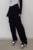 Drawstring Waist Pocket Side Cargo Sports Pants