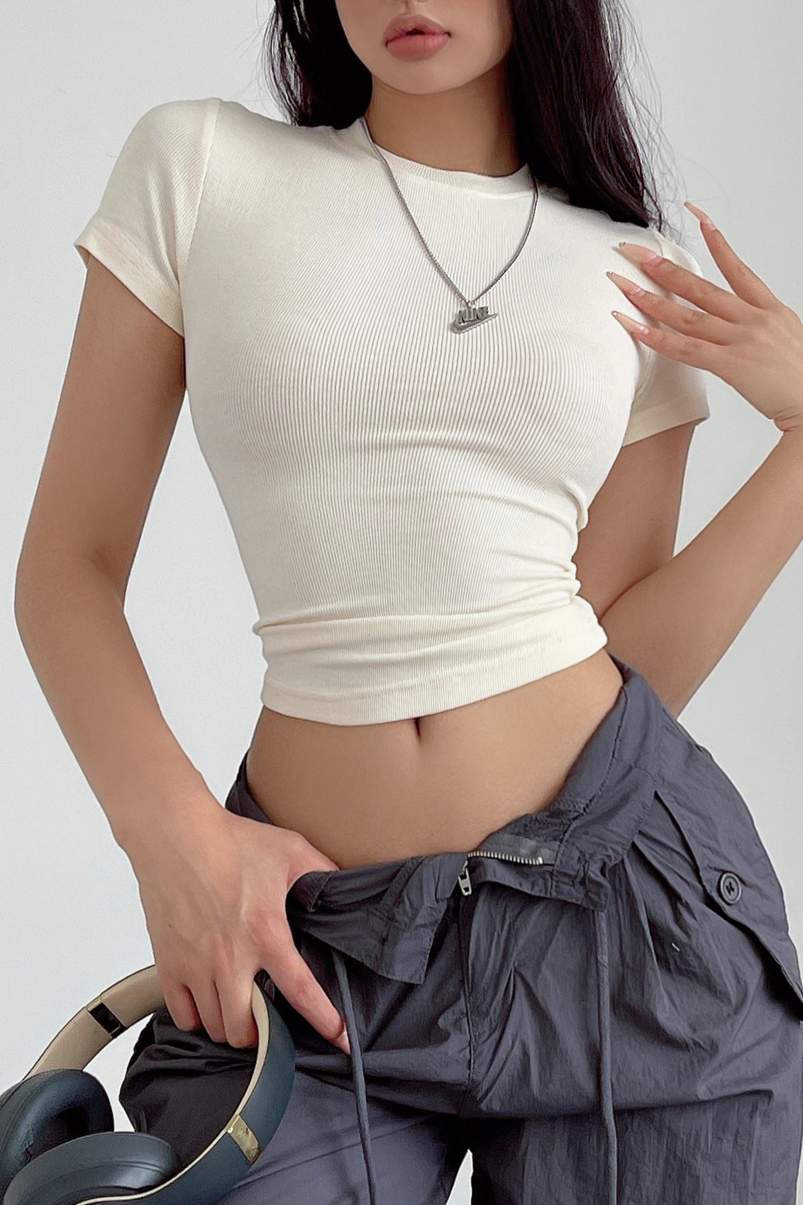 Tight Stretch Scoop Neck Short Sleeve Tops