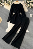 Casual Long Sleeve Tops Pants Trousers Set Two-Piece