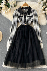 Plaid Long Sleeve Gauze Maxi Dress