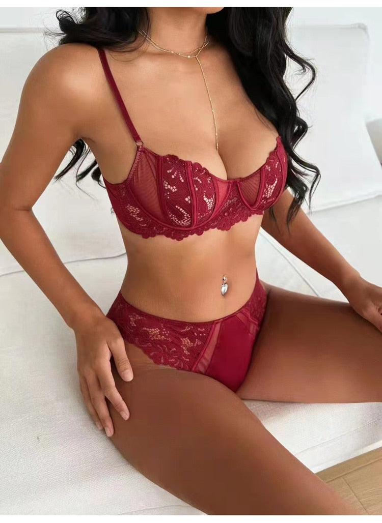 French Ultra Thin Lace Underwear Sets