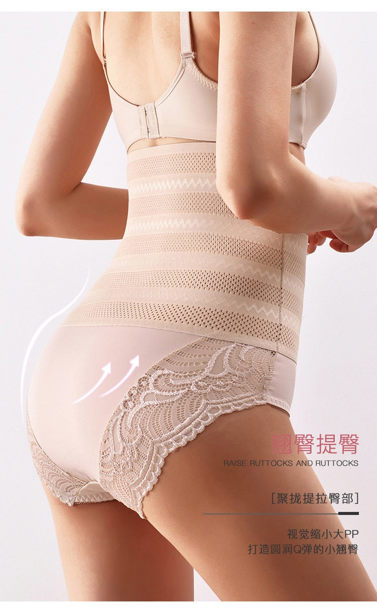 High Waist Shaping Panties Lace Breathable Body Shaper Slimming Tummy Underwear