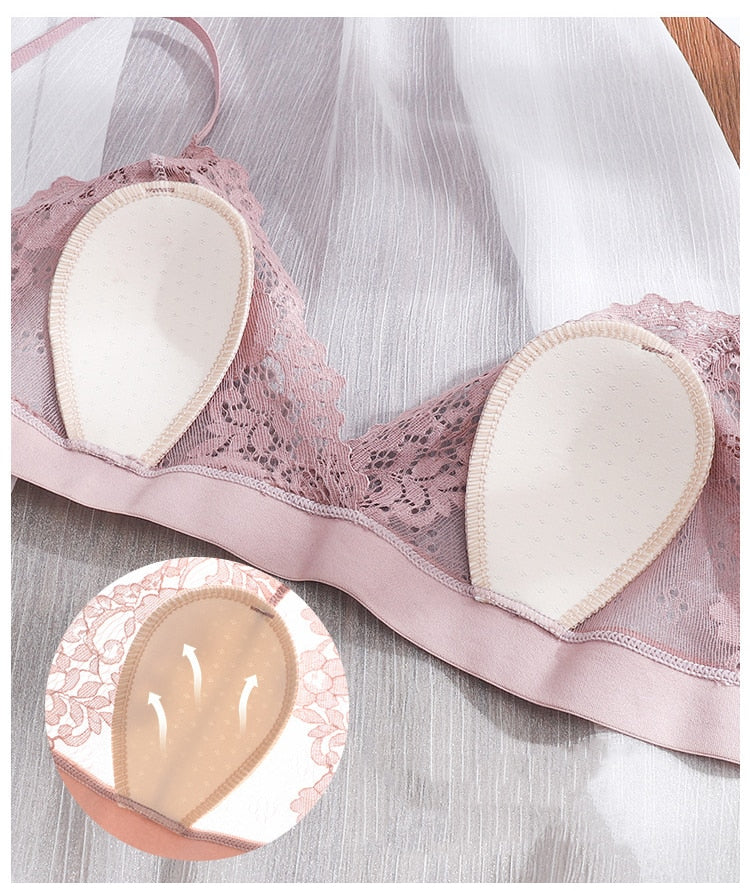 French Ultra Thin Bralette Solid Color Lace Underwear