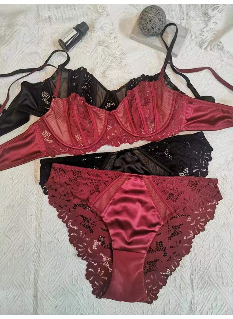 French Ultra Thin Lace Underwear Sets