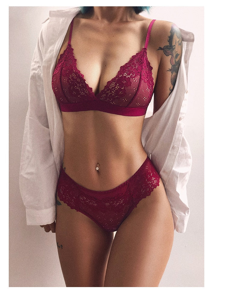 Classic Transparent Bra Set Lace Temptation Underwear