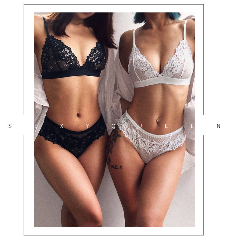 Classic Transparent Bra Set Lace Temptation Underwear