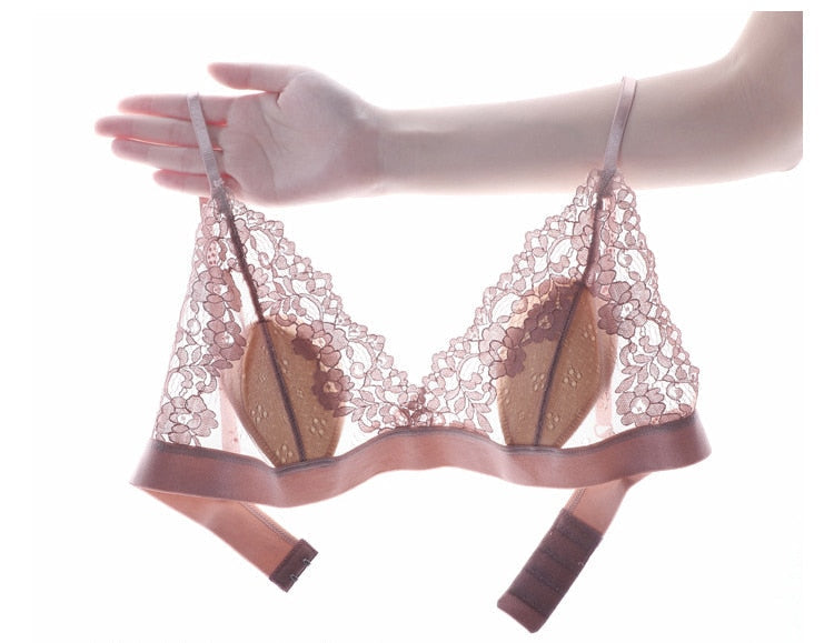 French Ultra Thin Bralette Solid Color Lace Underwear