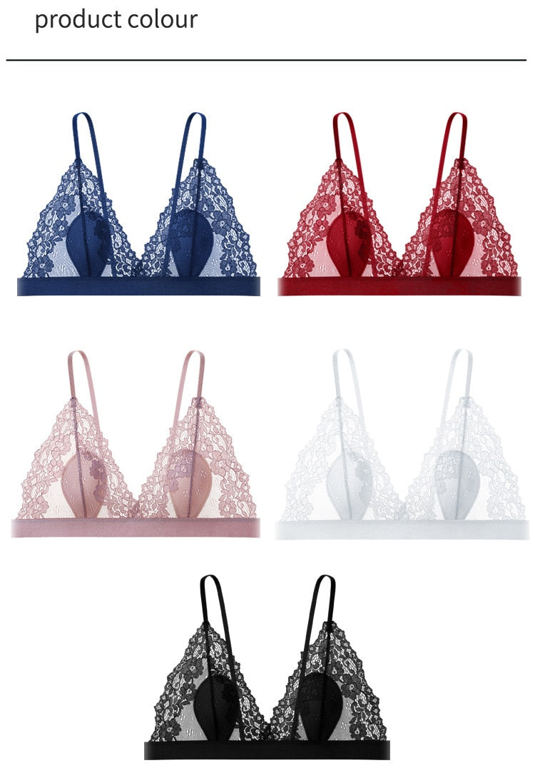 French Ultra Thin Bralette Solid Color Lace Underwear