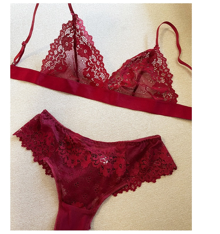 Classic Transparent Bra Set Lace Temptation Underwear