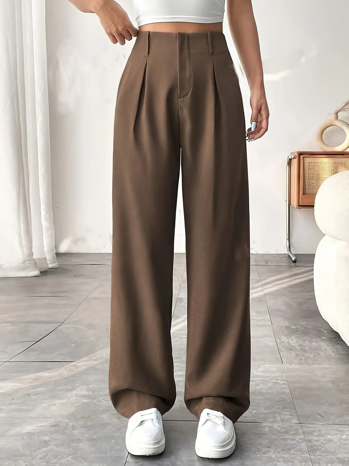 Pleated High Waist Wide Leg Suit Pant