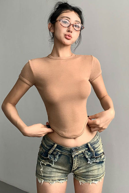 Stretch Short Sleeve Crop Top Tee