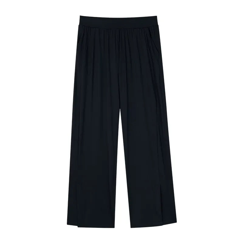Matching Flowy Linen Pants Elastic High Waist Straight Loose Long Casual Daily Outfit Pants