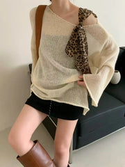 Long Sleeve Loose Oversized Casual Knitted Top
