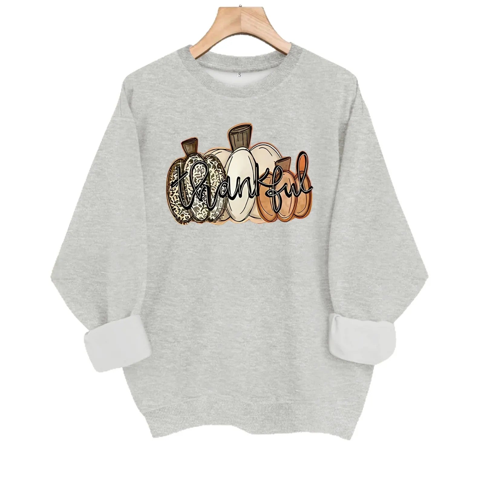 Halloween Pumpkin Thankful Letter Graphic Sweatshirt