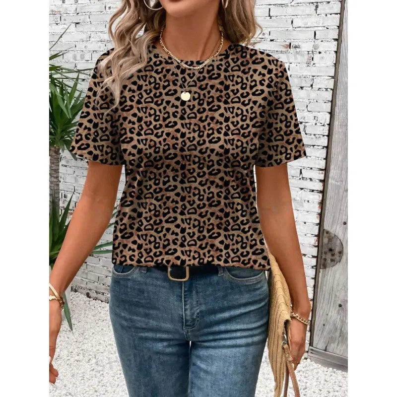 Halloween Western Cowboy Cactus Print Crew Neck Short Sleeve T‑Shirt