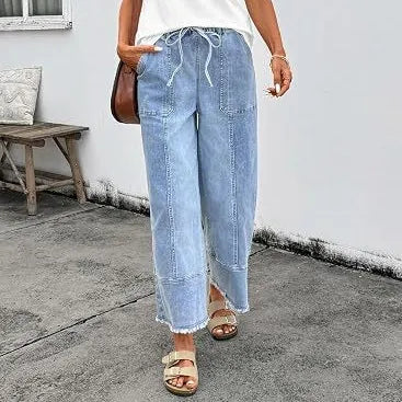 High Waist Loose Cropped Jeans