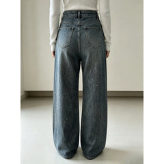 Blue Vintage Washed Sparkle Wide Leg Jeans