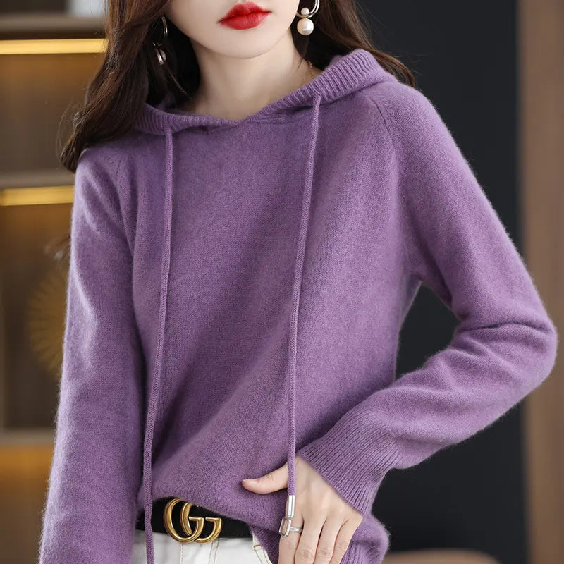 Hooded Knit Pullover Sweater