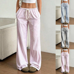 Striped Drawstring Wide Leg Pants
