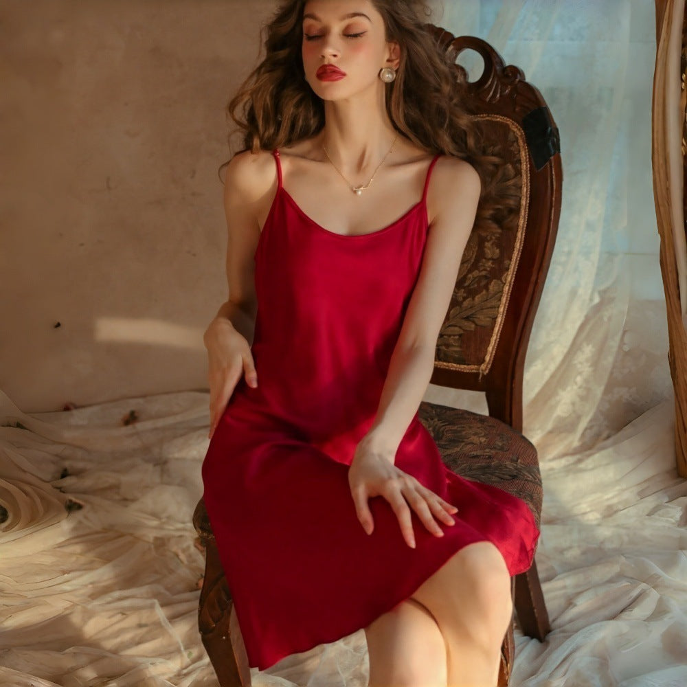 Satin Slip Nightgown, Spaghetti Strap Silky Sleep Dress