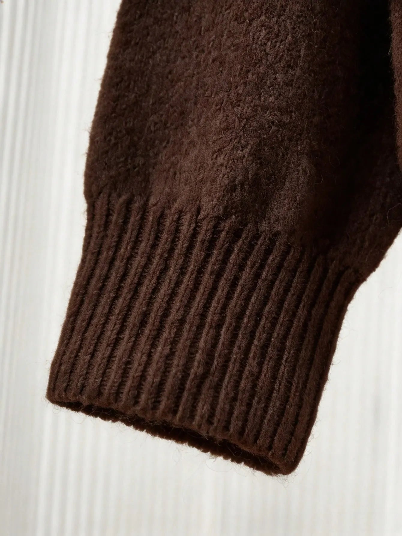 Coffee Brown Collared V Neck Knit Sweater