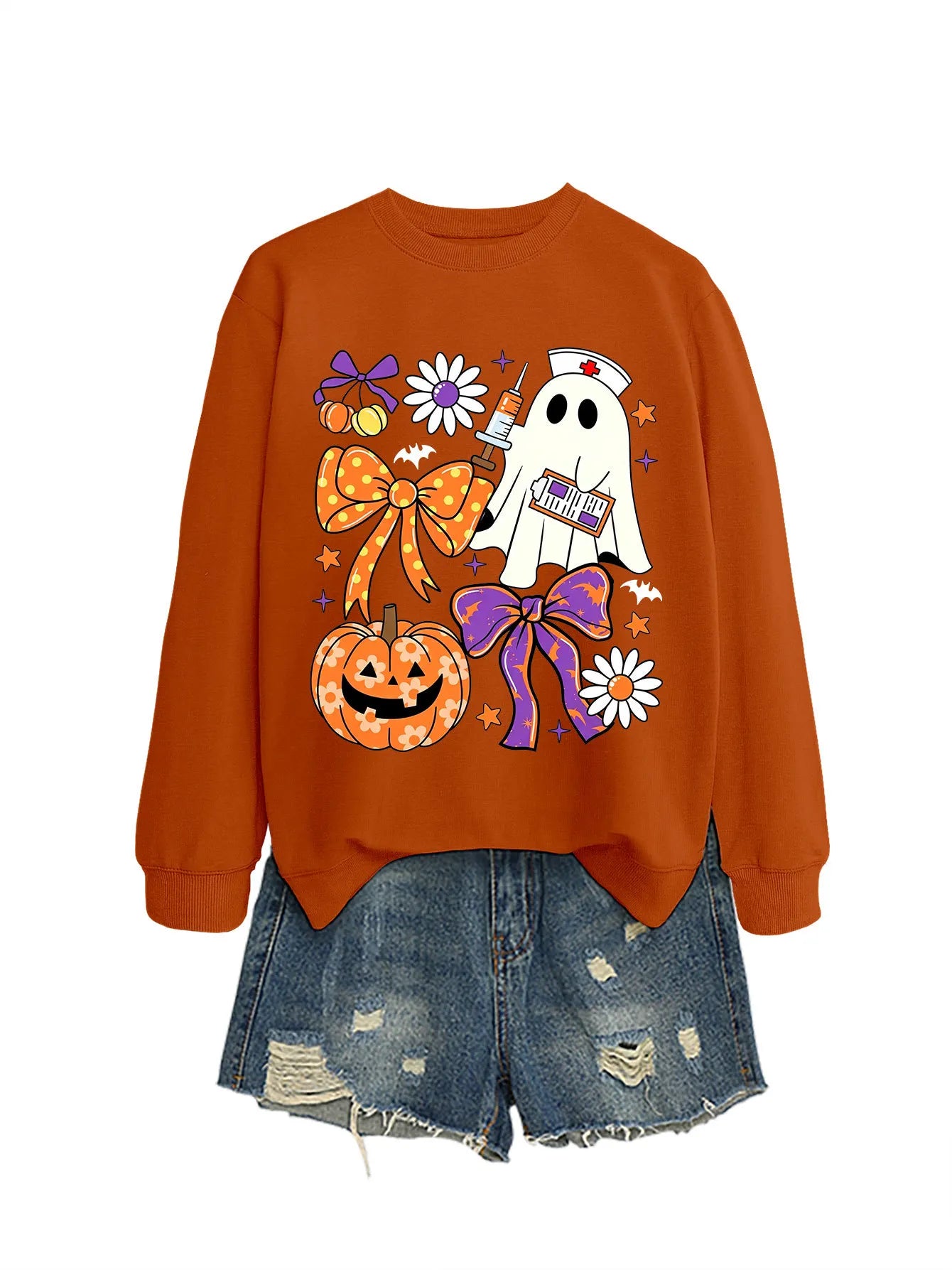 Nurse Ghost Halloween Crewneck Sweatshirt