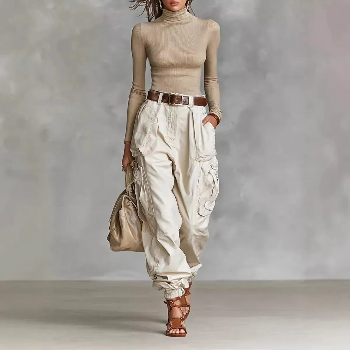 High Waist Multi Pocket Cargo Jogger Pants